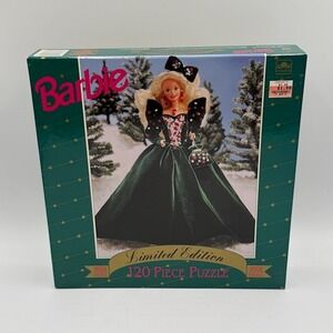 Vintage Golden Barbie 120 Piece Puzzle 1991 Limited Edition Holiday Doll 5660B